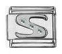 Italian Charms Modul Buchstabe S - Silbern mit Strass