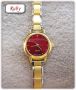 Italian Charms Modul Armbanduhr - Golden Rubinrot