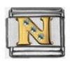 Italian Charms Modul Buchstabe N - Golden mit Strass