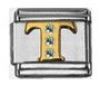 Italian Charms Modul Buchstabe T - Golden mit Strass