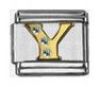 Italian Charms Modul Buchstabe Y - Golden mit Strass