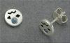 Ohrstecker - Gesicht - Rund - mit blauem Zirkonia