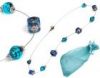 Halskette mit blauen Glasperlen & versilberten Metallelementen
